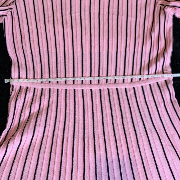 Women’s Pink and Black Stripe A-Line Midi Sweater Dress by Ming Wang Medium - Picture 6 of 8